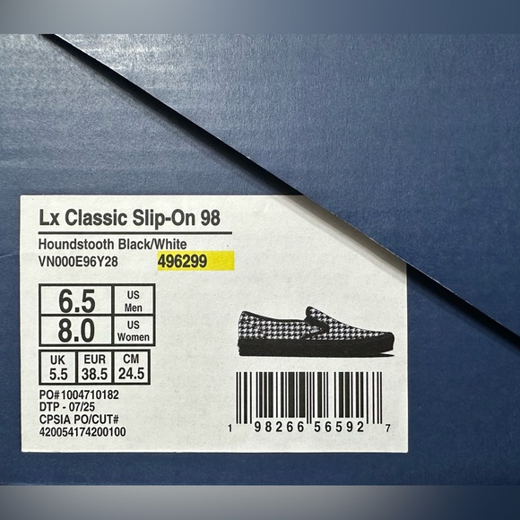 Vans Houndstooth Black and White Slip-On Shoes US W8, US M6.5 - Picture 6 of 6